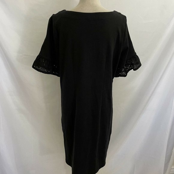 Talbots X Plus Women's Black Shift Dress Eyelet Ruffle Short Sleeve - Picture 5 of 7